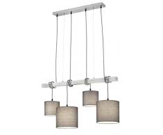 Reality Leuchten R30364007 - Lampadario Padme in metallo nichelato opaco e paralume in tessuto, colore: Grigio 1 x E27.