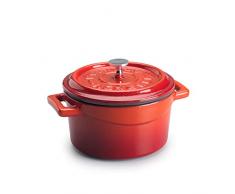 Pentole Agnelli COGHSRP10410R Slowcook Casseruola con Maniglie e Coperchio, Ghisa, Rosso, 0.36 L - 10cm