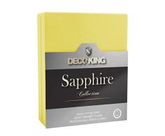 DecoKing con angoli elasticizzati 180Â x 200Â âÂ 200Â x 220Â cm Lenzuolo matrimoniale con angoli Jersey di cotone panno Sapphire Collection, Cotone, gelb, 160 x 200 - 180 x 200 cm