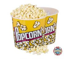 Relaxdays Ciotola per Popcorn Set 2 Pezzi, Recipiente XXL per Feste o Serate Film, 10 L Circa, Ã24cm, Riutilizzabili, Giallo, 22 x 24 cm