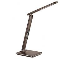 Solight - Lampada da scrivania con display, 9 W, temperatura a scelta, in cuoio, ABS, 9 W, medio, colore: Marrone