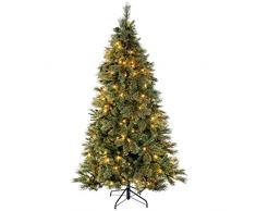 WeRChristmas - Albero di Natale Scintillante con luci a LED Bianche Calde e Rami incernierati Facili da Costruire, Verde, 7 Feet with 400 LED