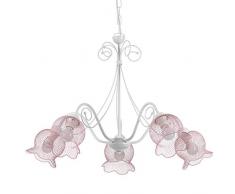 ONLI Lampadario Mia in Metallo Bianco e Rosa a 5 luci