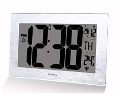 Technoline Orologio da Parete Piccolo e Moderno, radiocontrollato, Effetto Argento Spazzolato.