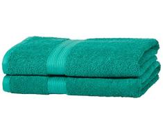 AmazonBasics - Set di 2 asciugamani da bagno che non sbiadiscono, colore Verde Turchese