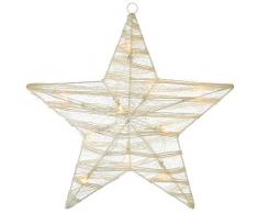 Pre-Illuminato Natale wer 46 cm di Carta e Tessuti di Garza Decorazioni Natalizie a Forma di Stella con 10 Caldo LED Bianco, Bianco