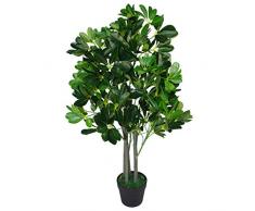 Leaf Design UK 95Â cm Ombrello Tree Dark Green-Extra Grande Evergreen ficus Artificiale pianta Vaso in plastica Nera, Arboricola