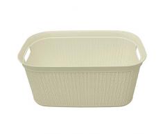 JVL Knit Design Loop plastica Rettangolare in Vimini, con Manici â 38 Litri, plastica, White, 36.5 x 56.5 x 25.5 cm