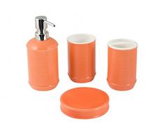 H&H 4 Pezzi Ceramica Milano Arredo Bagno E Accessori, Arancione