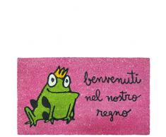 laroom Zerbino Motivo Benvenuti nel Nostro Regno, Jute And Base Antiscivolo, Rosa, 40Â x 70Â x 1.8Â cm