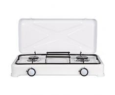 LIT 4002 - Stufa a due fuochi in alluminio, bianco/nero