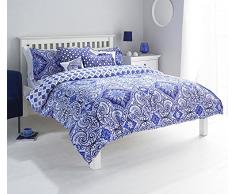 Ionia King-Size, Copripiumino Matrimoniale e federe in cotone percalle, Set di lenzuola, di Paoletti blu indaco