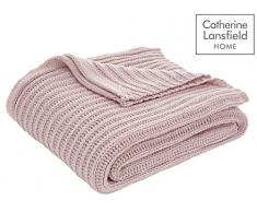 Catherine Lansfield Chunky Knit Coperta, Blush, 125x150cm