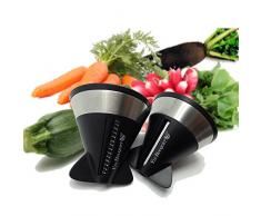 NERTHUS Vin Bouquet FIH 028 - Affettatrice per ortaggi a Julienne o a Spirale, Set da 2 Pezzi, Colore Nero