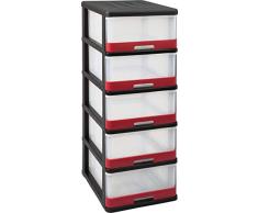 Curver Hercule Cassettiera - (5X) 25Lt - 40X50X104H Nero/Rosso