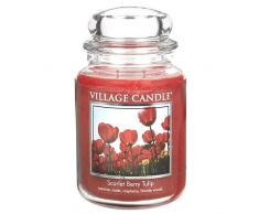 Village Candle Scarlet Berry Tulip Grande Vaso di Vetro, Vetro, Rosso, 10.3x10.1x17.7 cm