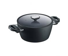 Berndes Balance Induction Enduro Kochtopf 24 cm Casseruola con Coperchio, 4.5 Litri, Alluminio Forgiato, Nero