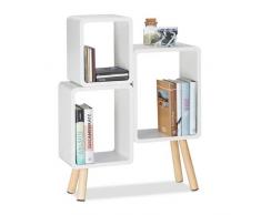 Relaxdays 10021924_49 Scaffale 3 Scomparti a Forma di Cubo, Legno MDF, 4 Gambe, HxLxP: 69x52,5x18 cm, Bianco