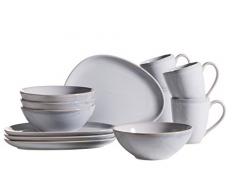 MÃ¤ser, Serie Il lago, 4Â Set di piastre di set in blu chiaro, piatti di ceramica, piatti, Sottopiatto per 4Â persone Set per colazione da 12 pezzi, ciotola grande Hellblau