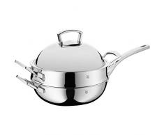 WMF Wok Set 2Â pezzi Wok Coperchio in metallo regolabile wrase cappa a vapore Multiply unbeschichtet Ã 28Â cm Multiply coperchio metallico a vapore acciaio INOX CromarganÂ® rostfreigriff piÃ¹ strati induktionsgeeignet lavabile in lavastoviglie