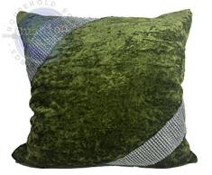 CUSHIONMANIA Cuscini Federa copricuscino in Velours Croce Pizzo Nero Crema Argento (Verde Lime, Cuscino)