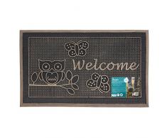 JVL Zerbino Welcome Metallizzato, Motivo Floreale, In PVC E Polipropilene, Resistente, Colore Nero/oro, Dimensioni 45x75 Cm