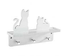 Wenko Appendiabiti da Parete a Forma di Gatto con ripiano, MDF, Bianco, 24.5 x 37 x 10 cm