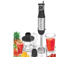 SOGO SS-14460 - Set frullatore a Mano Potente, 1000 W, 500 ml, Lame in Titanio, misuratore 600 ml, 6 velocitÃ variabili, Acciaio Inox, Nero, Kit Bicchiere, Tritatutto, Asta da Montare