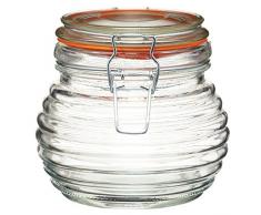 Kitchen Craft - Barattolo per Miele Tradizionale in Vetro, a Forma di Alveare, in Stile casereccio, con Guarnizione in Silicone, 650 ml
