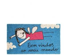 laroom Zerbino Motivo Bem vindos Ao MEU Mundo, Jute And Base Antiscivolo, Blu, 40 x 70 x 1.8 cm