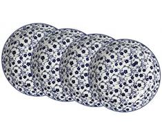 Ritzenhoff & Breker Set Piatto Fondo Royal Sakura, 4Â Pezzi, 20,5Â cm di Diametro, in Porcellana, Bianco e Blu