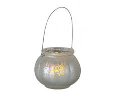 STAR 062Â âÂ 81Â Jara Lanterna con candela LED vetro/plastica argento 10Â x 8,5Â cm