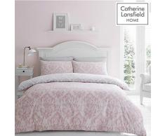 Catherine Lansfield Damask Copripiumino, Poliestere, Blush, Set piumone 1 Piazza
