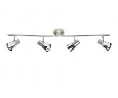 Brilliant 39532/77 Lava - Lampada da soffitto a 4 faretti orientabili da 7 W, superficie cromata, colore: Grigio ferro