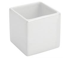 FERIDRAS Cuba Portaspazzolino, Ceramica, Bianco, 9.5x9.5x8.5 cm