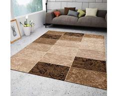 VIMODA Tappeto di Design Moderno Quadrettato, Marmorizzato Motivo, Erica in Marrone Beige - Tessuto Ecologico Certificato - Beige, 120 cm x 170 cm
