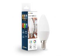 Suprema Lampada LED WiFi Smart Oliva Attacco E14 Equi 40W 5.5 W, Luce RGB+CCT