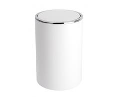Wenko 22554100, Inca - Pattumiera a coperchio oscillante in plastica ABS, 18,5 x 18,5 x 25,5 cm, colore: Bianco / Cromo