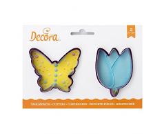 Decora 0255075 Set Tagliapasta Farfalla e Fiore, Viola, 2 unità