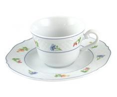 H&H 3278259 Pengo Soleil Tazza Caffe con Piatto, 110 CC, Bianco/Azzurro