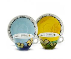 Egan PAF12/1C Set Tazze Cappuccino, Porcellana, Celeste/Verde, 4 unitÃ 