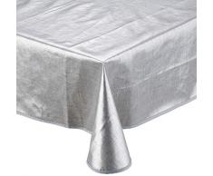 CALITEX - Tovaglia in Tela Cerata, Effetto Tessuto, Ovale, 180 x 240 cm, Colore: Argento
