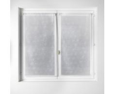 Home Maison 813195-Coppia di Tende a Vetro dritte in stamigna con Motivo Stampato, in Poliestere, Motivo a Pois, Colore: Bianco/Argento, Poliestere, Bianco, 60x120