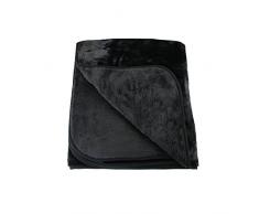 Amago Coperta Telo arredo/ Copriletto matrimoniale/ Copridivano in microfibra effetto cachemire, XXL, 220 x 240 cm, colore: Nero
