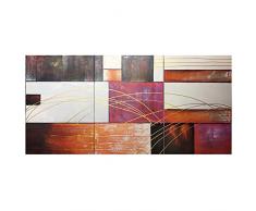 LegendArte Olio su Tela - Quadro su Tela Dipinto a Mano - Aree Definite, cm. 150x70 (3 Pannelli) - Quadro Moderno Soggiorno