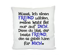 Cuscino con messaggio a forma di cuore, motivo: MÃ¼sst Ich Einen Bruder, Tessuto, 06 - Amici, 45 x 45 x 10 cm