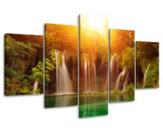 Visario tela immagini 5503 - Quadro su tela, motivo cascata, 160 x 80 cm, 5 pezzi, altri, legno