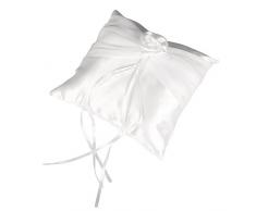 Rayher 89811102Â Satin Anello Cuscino con tulle decorativo, 18Â x 18Â cm, sacchetto 1Â pezzo, bianco
