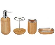 AmazonBasics 4 pezzi - Set Vanity da bagno in bambÃ¹ - rotonda