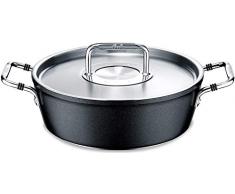 Fissler Luno - Rostiera in Alluminio (Ã24 cm), Nero con Coperchio in Acciaio Inox, Adatto per Induzione